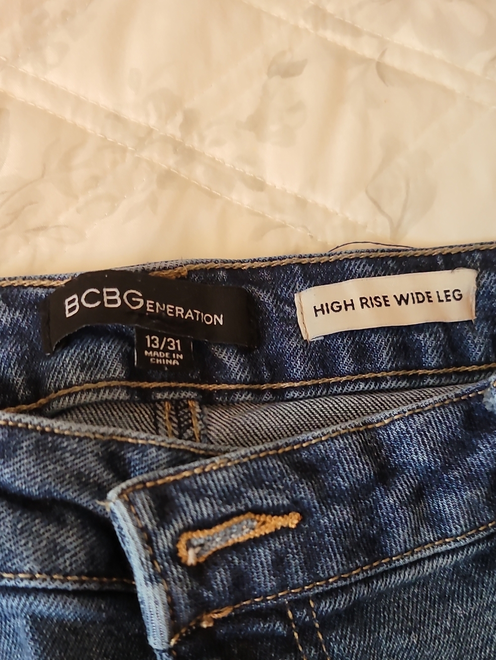 BCBGeneration High-Rise Wide Leg Jeans - Medium Blue Denim